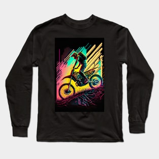 Cyber Future Dirt Bike With Neon Colors Long Sleeve T-Shirt